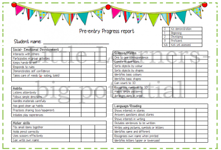 Pre-entry Progress report